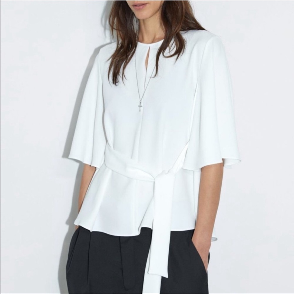 ZARA FLOWING TIE DETAIL BLOUSE SIZE S